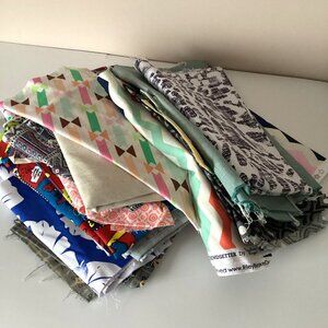 A Bundle Bag of Colored Colorful Fabric Material Scraps Quilting Sewing Crafting
